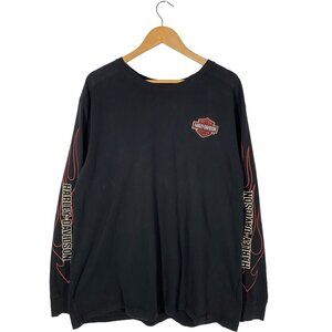 Harley-Davidson Embroidered Logo Flame Accent Long Sleeve T-shirt Black mens XL
